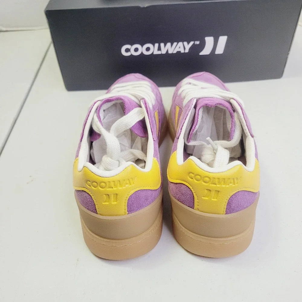 Coolway Women's Goal Sneakers EU 37 (US 6.5) Purple Yellow Suede Low Top Shoes